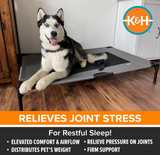 K&H Pet Products Cot Bed for Large Dogs - Elevated Outdoor, Raised Hammock Cooling Bed - Washable, Portable - Heavy Duty Durable Metal Frame, X-Large, Gray/Black Mesh