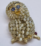 Chrysoberyl Cats Eye Owl Brooch