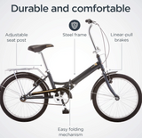 Schwinn Hinge Adult Folding Bike, 20-inch Wheels, Rear Carry Rack, Carrying Bag