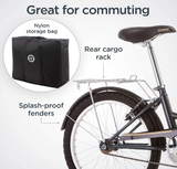 Schwinn Hinge Adult Folding Bike, 20-inch Wheels, Rear Carry Rack, Carrying Bag