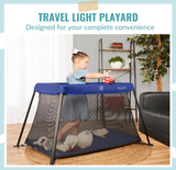 Dream On Me Travel Light Playard in Blue, Lightweight, Portable and Easy to Carry Baby Playard, Indoor and Outdoor - With a Soft and Comfortable Mattress Pad