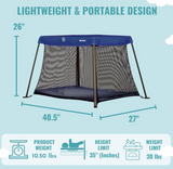 Dream On Me Travel Light Playard in Blue, Lightweight, Portable and Easy to Carry Baby Playard, Indoor and Outdoor - With a Soft and Comfortable Mattress Pad