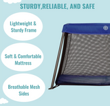 Dream On Me Travel Light Playard in Blue, Lightweight, Portable and Easy to Carry Baby Playard, Indoor and Outdoor - With a Soft and Comfortable Mattress Pad