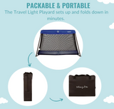 Dream On Me Travel Light Playard in Blue, Lightweight, Portable and Easy to Carry Baby Playard, Indoor and Outdoor - With a Soft and Comfortable Mattress Pad