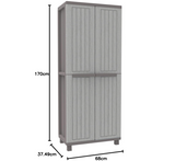 Terry 1002716 J-WOOD Outdoor/Indoor Cabinet/Cupboard (Two Door Storage Cabinet with 4 Shelving Units),Grey