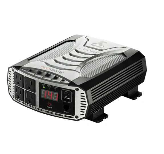 Cobra PRO 1500W Professional Grade Power Inverter, Portable – 1500-Watt Car Charger, 4 Grounded AC Outlets, 2 Fast Charge USB Ports and Remote Contr Main image