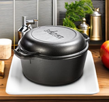 Lodge L8DD3 Cast Iron Double Dutch Oven, 5-Quart, Black