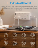 meross Smart Power Strip, 6 AC Outlets + 4 USB Ports Smart Extension Lead, Compatible with Apple HomeKit, SmartThings, Amazon Alexa, Google Home, Voice/Remote Control, 2.4GHz