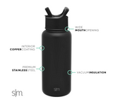 Simple Modern Water Bottle with Straw, Handle, and Chug Lid Vacuum Insulated Stainless Steel Metal Thermos | Half Gallon Leak Proof BPA-Free Flask for Gym, Sports | Summit Collection | 64oz, Lunar