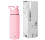 Simple Modern Kids Water Bottle with Straw Lid Vacuum Insulated Stainless Steel Metal Thermos Bottles | Reusable Leak Proof BPA-Free Flask for School | Summit Collection | 18oz, Blush