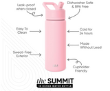 Simple Modern Kids Water Bottle with Straw Lid Vacuum Insulated Stainless Steel Metal Thermos Bottles | Reusable Leak Proof BPA-Free Flask for School | Summit Collection | 18oz, Blush