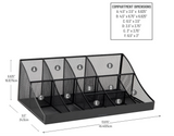 Mind Reader Breakroom Condiment Organizer, 11 Compartment, Black