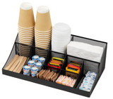 Mind Reader Breakroom Condiment Organizer, 11 Compartment, Black