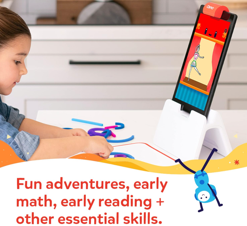 Osmo - Little Genius Starter Kit for Fire Tablet + Early Math Adventure - Valentine Toy/Gift - 6 Educational Games-Counting, Shapes & Phonics-STEM Gifts-Ages 3 4 5(Osmo Fire Tablet Base Included)