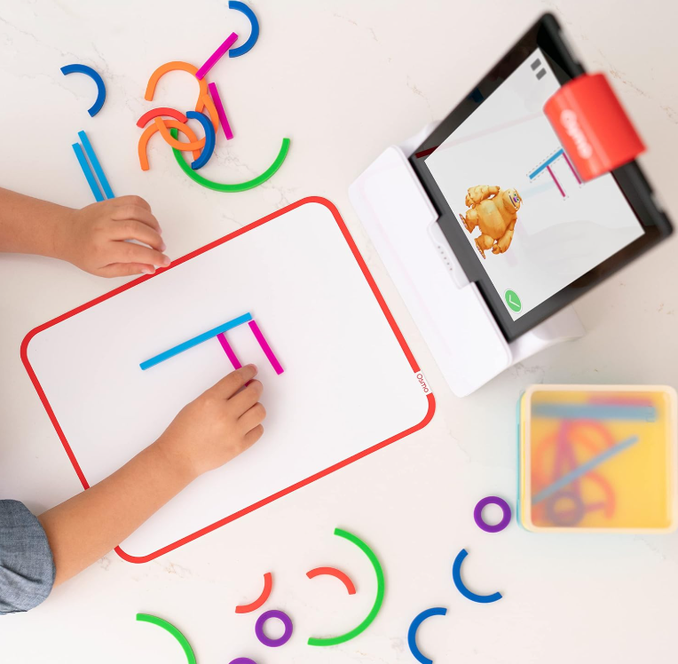 Osmo - Little Genius Starter Kit for Fire Tablet + Early Math Adventure - Valentine Toy/Gift - 6 Educational Games-Counting, Shapes & Phonics-STEM Gifts-Ages 3 4 5(Osmo Fire Tablet Base Included)
