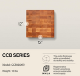 John Boos Boos Block CCB Series Large Reversible Wood Chopping Board, 3-Inch Thickness, 12" x 12" x 3", Maple