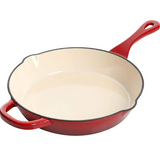 CROCK POT 111978.01 Artisan Enameled Cast Iron Round Skillet, 8", Preseasoned 10-Inch Scarlet Red