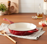 CROCK POT 111978.01 Artisan Enameled Cast Iron Round Skillet, 8", Preseasoned 10-Inch Scarlet Red
