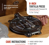 Victoria 8 inch Cast Iron Tortilla Press and Pataconera, Original Made in Colombia, Seasoned