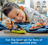 LEGO City Fire Rescue Boat 60373, Toy Floats on Water, with Jetpack, Dinghy and 3 Minifigures, Everyday Hero Toys for Kids, Boys and Girls Ages 5+