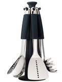 Joseph Joseph Elevate 100 Carousel Stainless Steel Kitchen Utensil Set with Rotating Storage Stand, 6-piece, Black