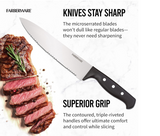 Farberware 5152501 'Never Needs Sharpening' 22-Piece Triple Rivet Stainless Steel Knife Block Set with Kitchen Tool Set For Back to School College, Black
