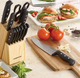 Farberware 5152501 'Never Needs Sharpening' 22-Piece Triple Rivet Stainless Steel Knife Block Set with Kitchen Tool Set For Back to School College, Black