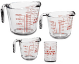 Anchor Hocking Glass Measuring Cups, 4 Piece Set (5 Ounce, 1 Cup, 2 Cup, 4 Cup liquid measuring cups)