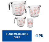 Anchor Hocking Glass Measuring Cups, 4 Piece Set (5 Ounce, 1 Cup, 2 Cup, 4 Cup liquid measuring cups)