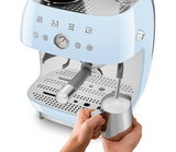 Smeg EGF03PBUK Espresso Coffee Machine with Grinder, Pastel Blue
