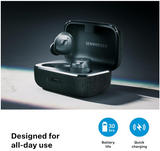 Sennheiser Momentum True Wireless 4 ear buds (Black Graphite) - Noise Cancellation, Microphone Included, Lossless Audio, Transparency Mode Long Battery Life