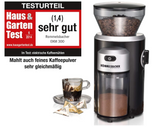 Rommelsbacher EKM 300 Coffee Mill with Conical Burr Grinder Large Storage Capacity 150W, Black/Silver