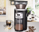 Rommelsbacher EKM 300 Coffee Mill with Conical Burr Grinder Large Storage Capacity 150W, Black/Silver