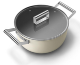Smeg CKFC2411CRM Non-Stick Casserole with Lid, 24cm, Cream