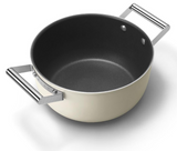 Smeg CKFC2411CRM Non-Stick Casserole with Lid, 24cm, Cream