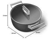 Smeg CKFC2411CRM Non-Stick Casserole with Lid, 24cm, Cream