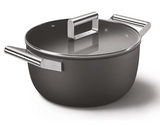 Smeg CKFC2411BLM Non-Stick Casserole with Lid, 24cm, Black