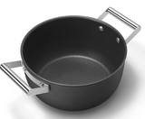 Smeg CKFC2411BLM Non-Stick Casserole with Lid, 24cm, Black