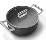 Smeg CKFC2411BLM Non-Stick Casserole with Lid, 24cm, Black