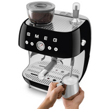 Smeg EGF03BLUK Espresso Coffee Machine with Grinder, Black