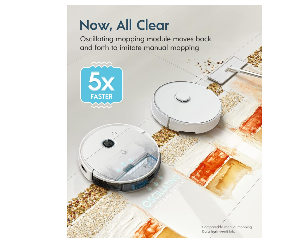 Yeedi vac 2 pro Robot Vacuum and Mop Combo,Powerful 3000Pa Suction with Oscillating Mopping, Advanced 3D Obstacle Avoidance,240min Runtime - Ideal for Carpet, Hard Floor Cleaning and Pets Family Secondary image