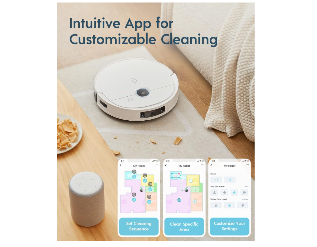 Yeedi vac 2 pro Robot Vacuum and Mop Combo,Powerful 3000Pa Suction with Oscillating Mopping, Advanced 3D Obstacle Avoidance,240min Runtime - Ideal for Carpet, Hard Floor Cleaning and Pets Family