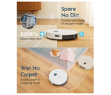Yeedi vac 2 pro Robot Vacuum and Mop Combo,Powerful 3000Pa Suction with Oscillating Mopping, Advanced 3D Obstacle Avoidance,240min Runtime - Ideal for Carpet, Hard Floor Cleaning and Pets Family