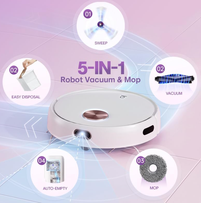 Yeedi Floor 3 Robot Vacuum Mop 5,100 Pa Suction, Pressurized Mop, 3D ToF Navigation & Obstacle, Fast Mapping Secondary image