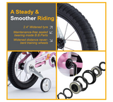 RoyalBaby Kids Bike Boys Girls Freestyle BMX Bicycle with Training Wheels Kickstand Gifts for Children Bikes 14Inch PinK