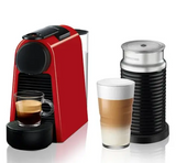 Nespresso Essenza Mini Coffee Machine, Ruby Red & Aeroccino Milk Frother Bundle,A3ND30-SG-RE-NE