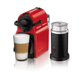 Nespresso Inissia Coffee Machine, Ruby Red & Aeroccino Milk Frother Bundle, A3NC40-SG-RE-NE