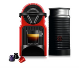 Nespresso Inissia Coffee Machine, Ruby Red & Aeroccino Milk Frother Bundle, A3NC40-SG-RE-NE