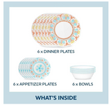 Corelle Terracotta Dreams Dinnerware Set for 6, 18 Pieces | Dinner Plates, Appetizer and Bowls Dishwasher, Microwave, Freezer Safe Proudly Made in USA, Multicolor, 10.25'', 6.75'', & 18Oz (BOX BAD CONDITION)