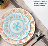 Corelle Terracotta Dreams Dinnerware Set for 6, 18 Pieces | Dinner Plates, Appetizer and Bowls Dishwasher, Microwave, Freezer Safe Proudly Made in USA, Multicolor, 10.25'', 6.75'', & 18Oz (BOX BAD CONDITION)